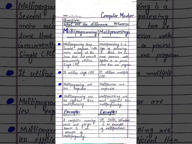 Difference between Multiprograming & Multiprocessing #multiprocessing #multiprograming