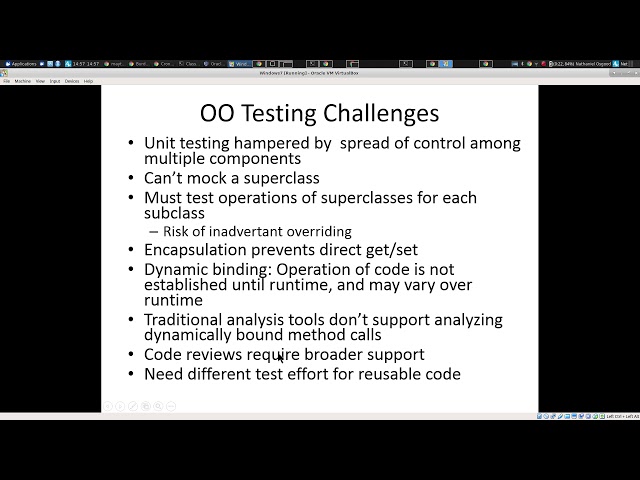 Testing of Object Oriented Systems 1