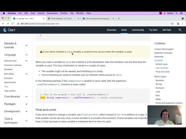 Dart Language Tour | Late Variables