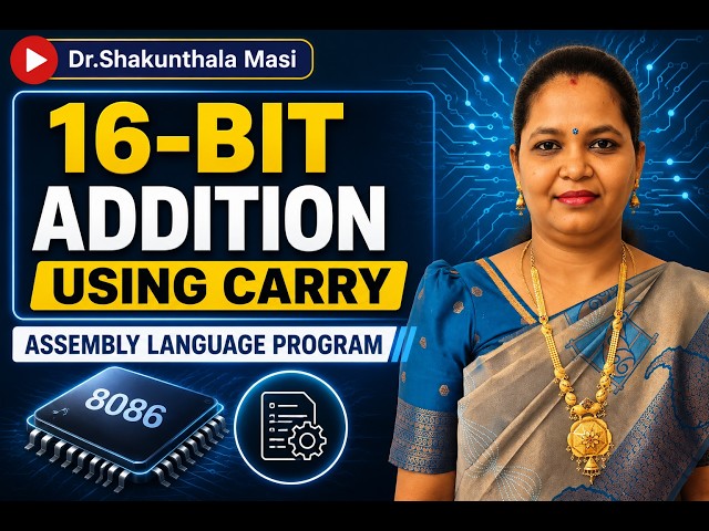 8086 Assembly Program: 16-Bit Addition with Carry  #8086 #Microprocessor #AssemblyLanguage