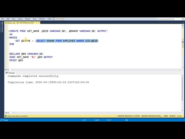 DDBS Wk 07 Output Stored Procedures Part2