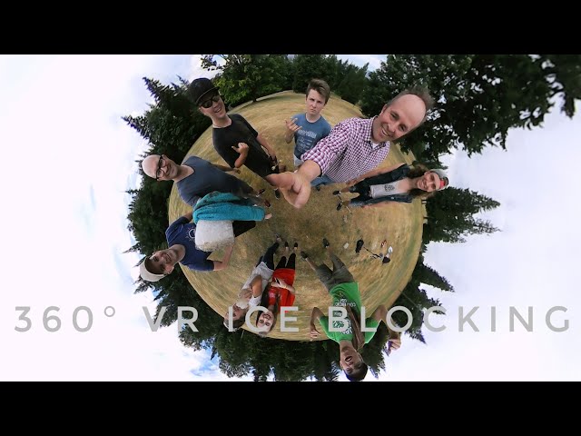 360° VR Ice Blocking - Riding Ice Down a Grass Hill
