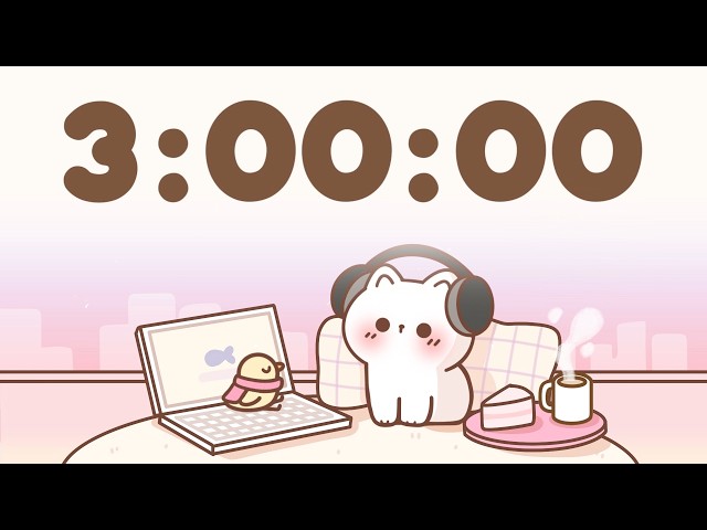 3 Hour Timer 🐱 3 Hr Study Timer for Classroom Focus