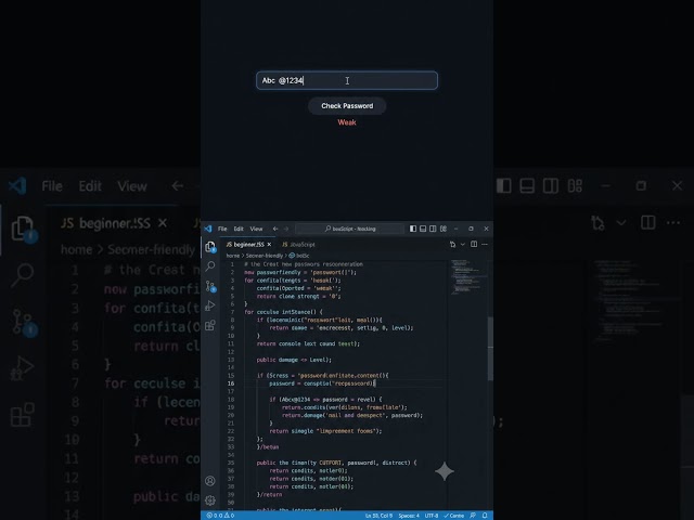 Build a Password Strength Checker with JavaScript 🔐 | #shorts