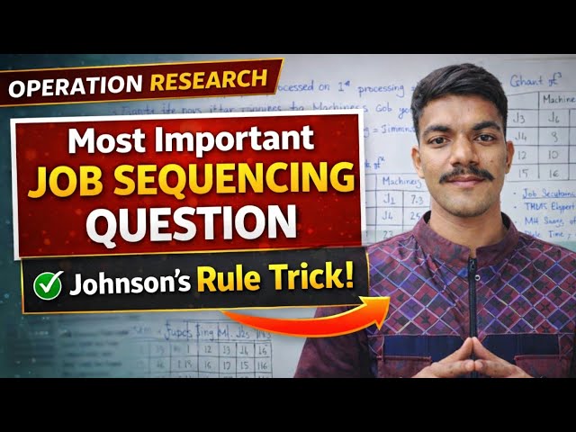 Most Important Job Sequencing Question | Johnson’s Rule Full Solution #bsc #ba #MSc #johnsonsmethod