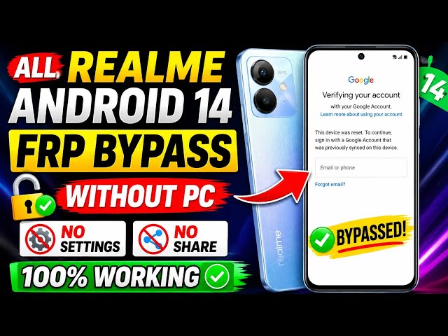 All Realme Android 14 FRP Bypass Without PC (No Settings / No Share) 100% Working 🔓 #viral #trending