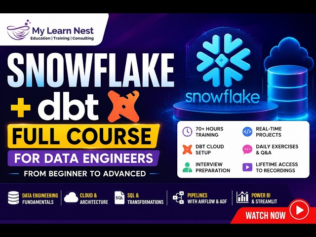 Snowflake + dbt Full Course for Data Engineers | Snowflake dbt Tutorial for Beginners 2026