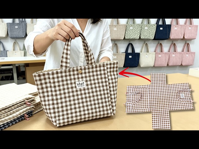 One-Piece Fabric Tote Bag! ✨ Easy Sewing Tutorial for Beginners | Walking Bag & Lunch Bag