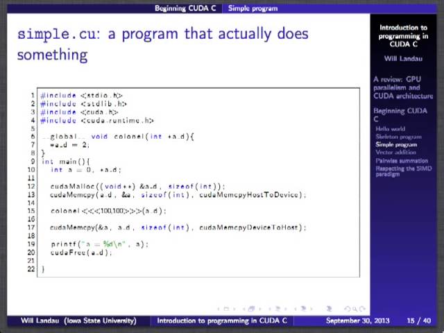 Introduction to programming in CUDA C