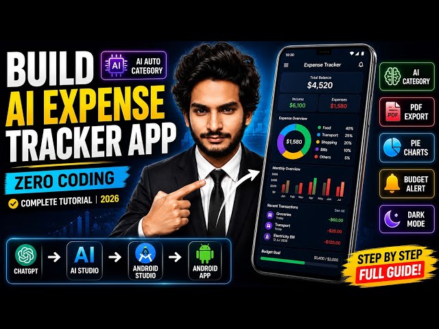 Build an AI Expense Tracker App | No Coding | Google AI Studio + Android Studio (2026)