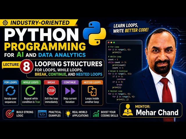 Lecture 8: Looping Structures | Python | ML | Data Science | MTTF