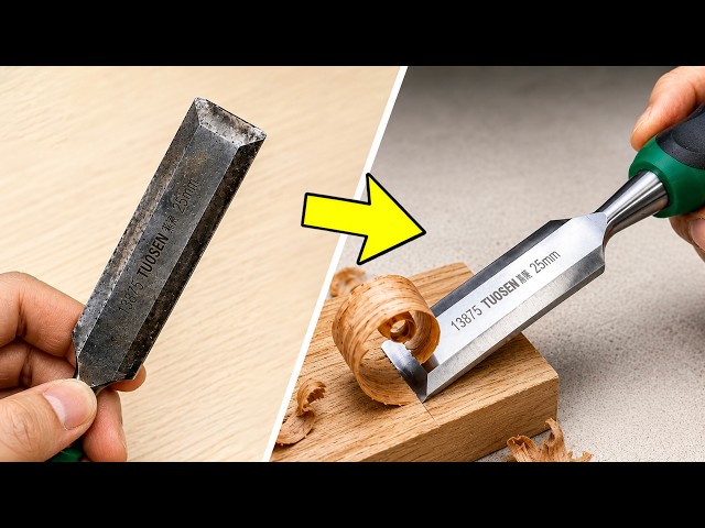 Sharpen a Chisel to Razor Sharpness in Minutes! A 65 Year Old Carpenter's Clever Trick