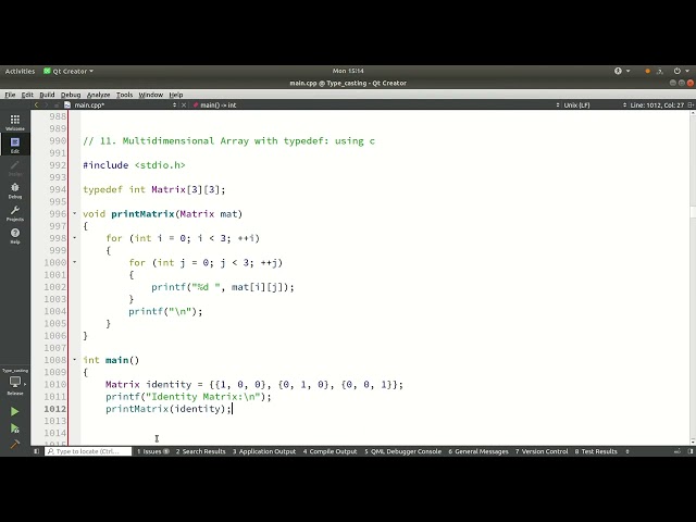11  Multidimensional Array with typedef: using c