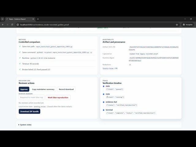 Repro — Evidence-First AI Triage for Python Regressions
