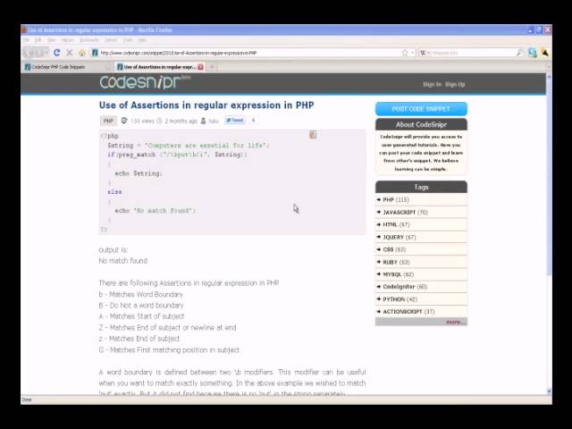 Use of special sequences in regex in PHP