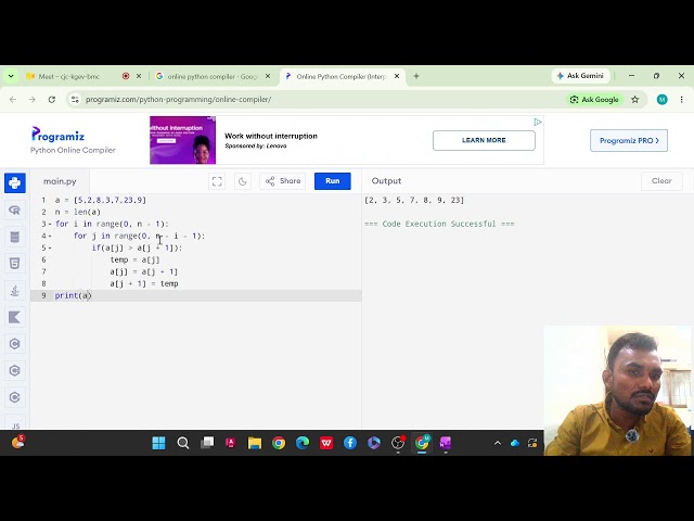 Bubble Sort In Python In Hindi