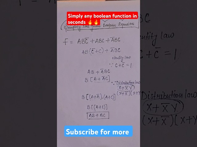 simplify boolean expression using Boolean Algebra booleanalgebra example#shorts​#digitalelectronics