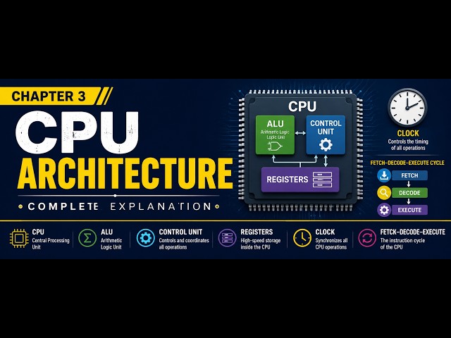Chapter 3: Computer Architecture | CPU, ALU, CU, Registers, Memory | Complete Lecture