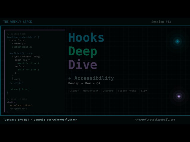 React Hooks Deep Dive: useRef, useContext, useMemo, Custom Hooks & Accessibility The Weekly Stack 13