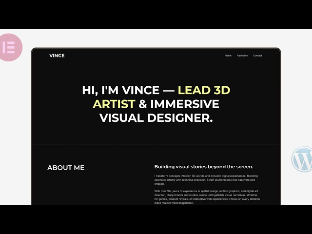 I Designed This Minimal 3D Artist Portfolio Website Using WordPress & Elementor