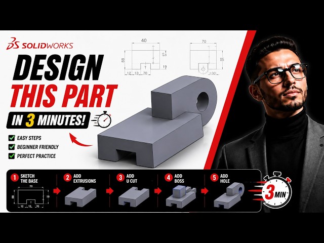 EXEMPLE 1 | Design This Part in 3 Minutes | SOLIDWORKS Beginner Tutorial