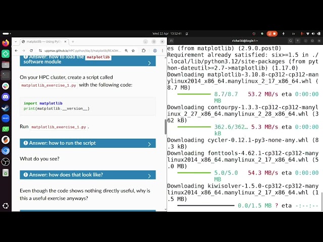 HPC Python's 'matplotlib' session, for Dardel