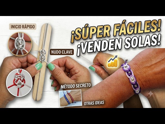 5 Pulseras de Hilo Fáciles y Vistosas con Nudo Plano | Macramé Tutorial
