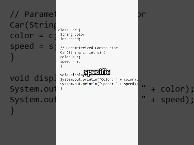 Java Parameterized Constructors  #java #javaprogramming #JavaConstructor #ParameterizedConstructor