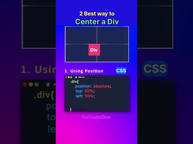 2 Best Ways to Center a Div in CSS #html #css #webdevelopment #frontend #coding