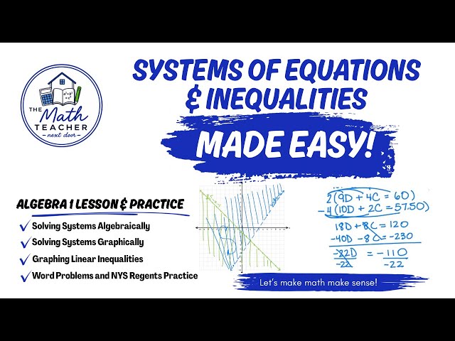 Systems of Equations & Inequalities Made Easy | Algebra 1 Step-by-Step Review