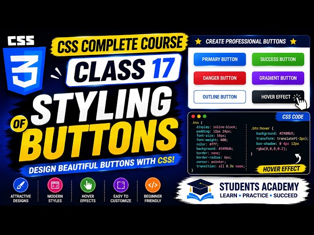 CSS Button Styling in Urdu | CSS Complete Course | Class 17