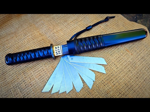 Making Wootz steel from construction knives . Making a Japanese tanto for $2000