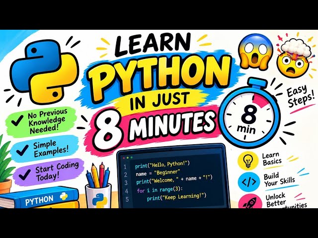 #LEARN  😱PYTHON IN JUST 8 MINUITES🤯