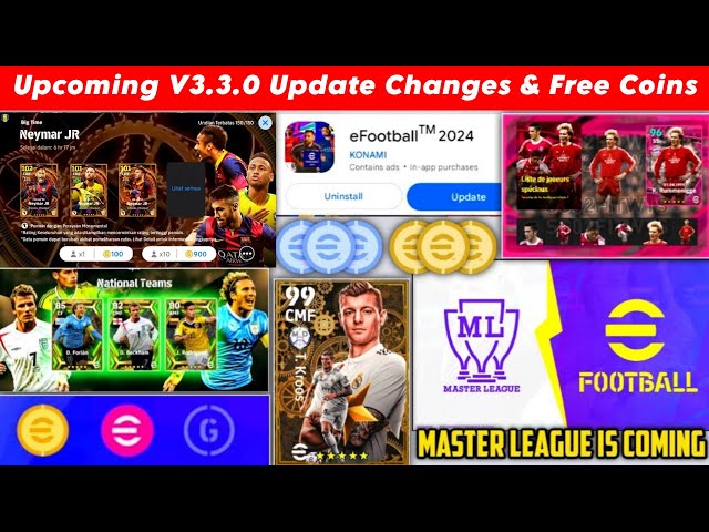 Upcoming Thursday V3.3.0 Update New Changes, New Features, Free Coins In eFootball 2024 Mobile