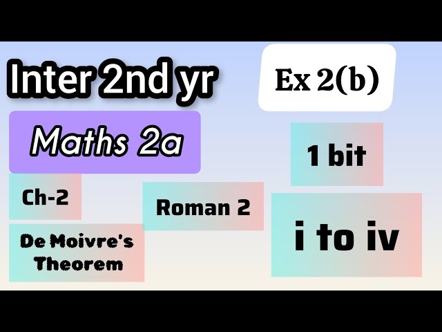 Inter 2nd year Maths |De Moivre's Theorem| class 12 maths ch -2 | Class 12 maths 2A- ch 2-ex 2(b)