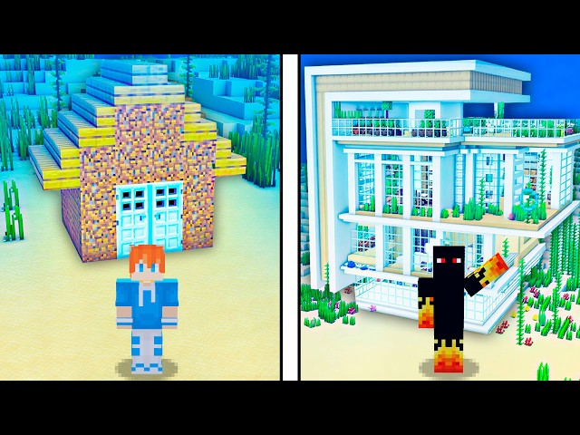 POOR vs RICH House Underwater Battle in Minecraft