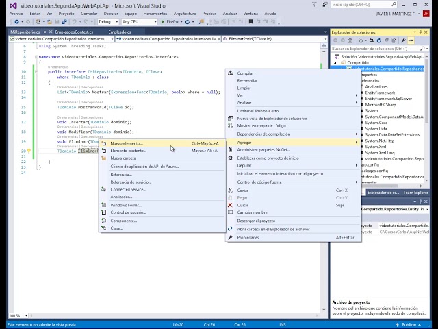 Proyecto que se comunicará con el Repositorio - ASP NET WEB API CON C# - VIDEO 12