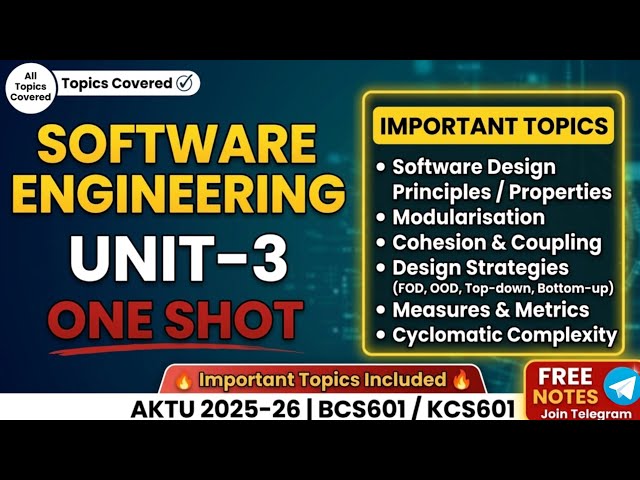 Software Engineering Unit 3 One Shot | AKTU | Software Engineering | BCS601 #SoftwareEngineering
