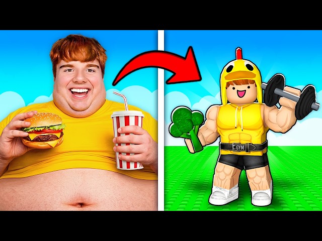 Going From FAT to MUSCULAR in Roblox...