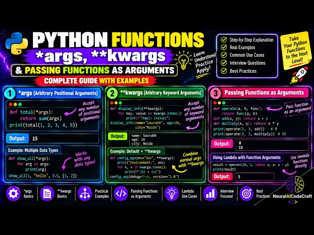 Python *args, **kwargs & Passing Functions as Arguments: Complete Guide | NeuralAICodeCraft