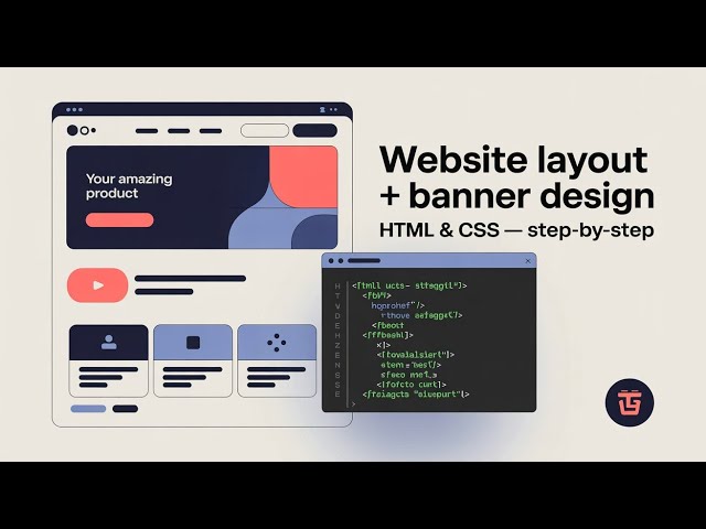 Website Layout + Banner Design Using HTML & CSS | Step-by-Step Web Design Tutorial 🔥