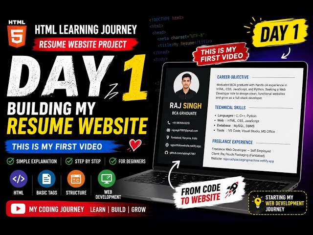 Day 1 of Documenting My Coding Journey: HTML Resume Project
