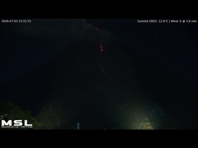 🔴 LIVE: Mayon Volcano Eruption, PH (SSW view) [RPi IMX-V1cam] 11:20 Jul-03-2026 (PST)