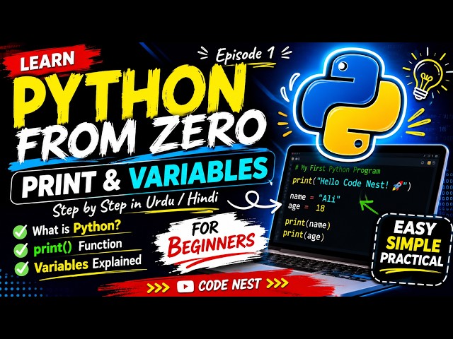 Learn Python From Zero 🚀 | Episode 1 | Print & Variables Explained in Urdu/Hindi
