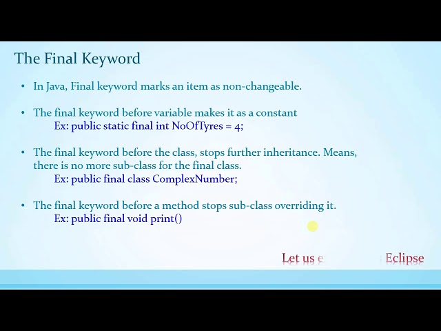 034 Use of Final Keyword in Java