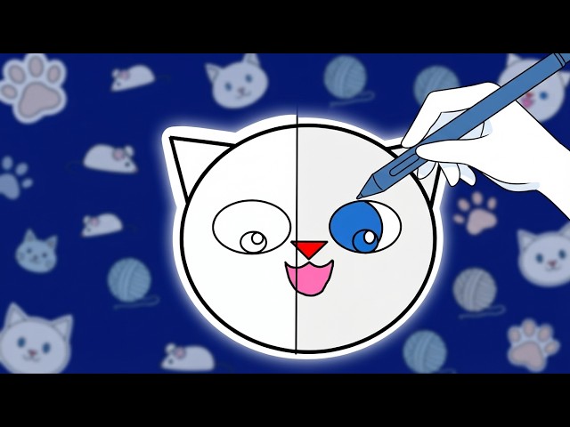 How to Draw a Happy Smiling Cat 01