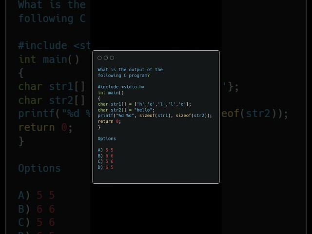 What Is the Output of This C Program? | sizeof() MCQ in C