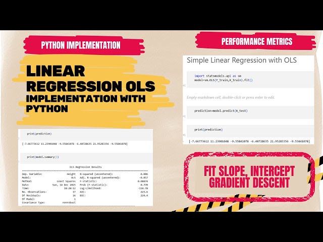 12. Linear Regression with OLS in Python | Complete Machine Learning Tutorial for Beginners