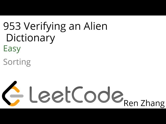 Leetcode 953 Verifying an Alien Dictionary