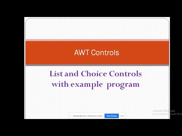 LIST AND CHOICE CONTROL IN JAVA